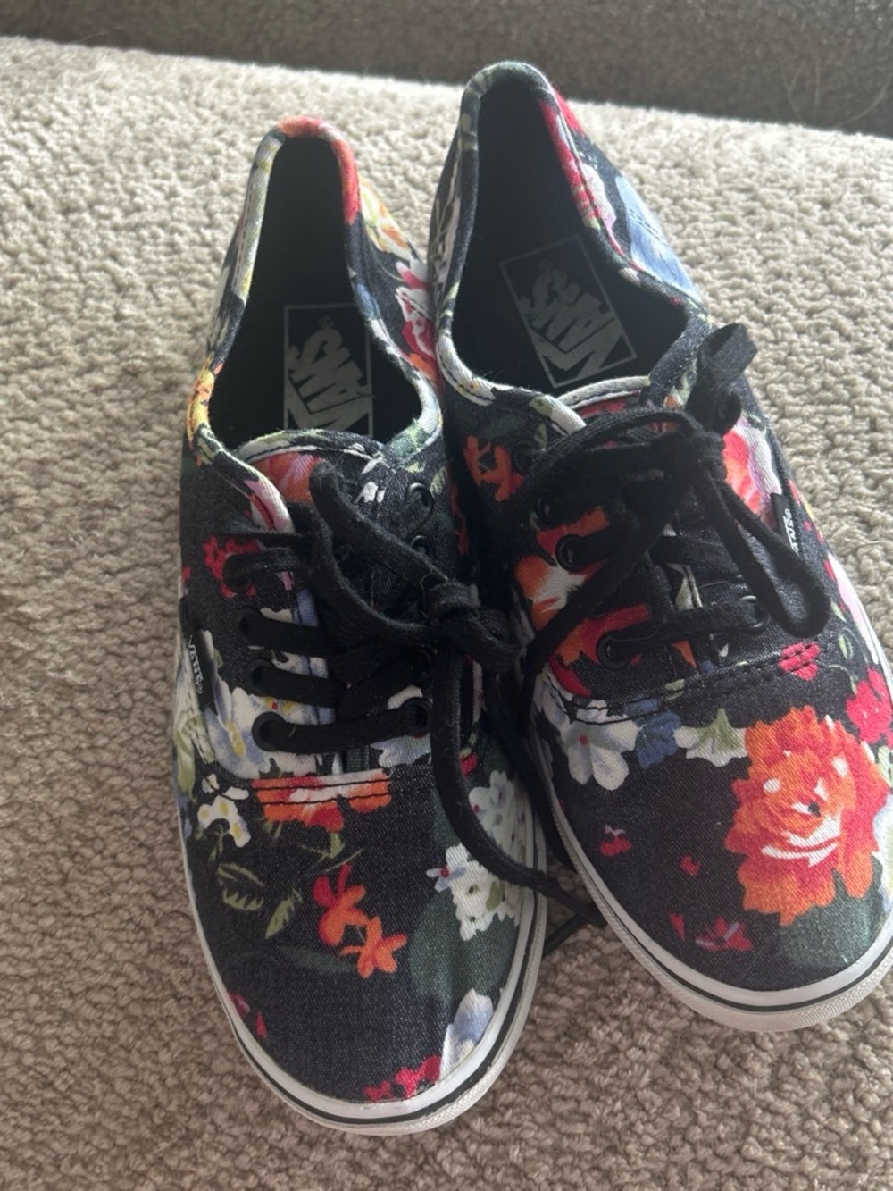Vans Black Floral Canvas Low Top Sneakers